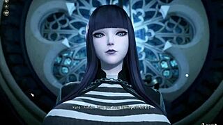 Femdom and handjob action in the Gothic-themed Kuros room