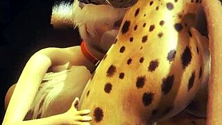 Young fox gets creampied by two big cock futanari