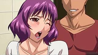 Love-struck anime cuckold watches girl get fucked by friend