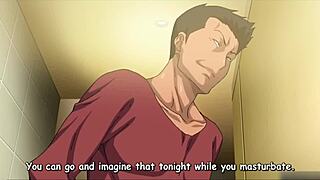 Love-struck anime cuckold watches girl get fucked by friend