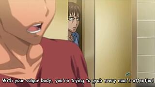 Love-struck anime cuckold watches girl get fucked by friend