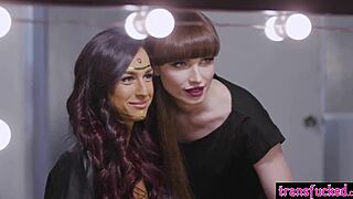 Beautiful transsexuals and a mature woman have fun with fisting and other sex activities