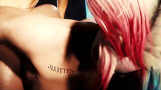 Harley Quinn in handcuffs in a hardcore hentai scene