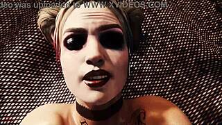 Harley Quinn in handcuffs in a hardcore hentai scene