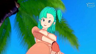 Bulma caught masturbating in Kame house in Dragon Ball