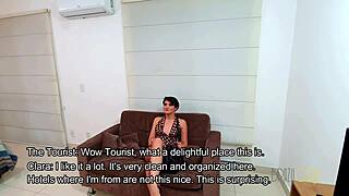 Tourist gets hot and steamy with Brazilian beauty in town