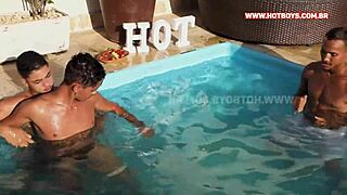 My spouse and I have a hot pool party scene