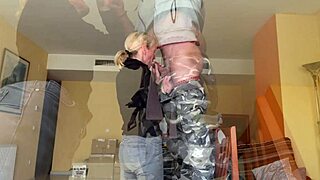 Hot Wife Sucks Electrician and GETS POUNDED with Cum Inside Pussy