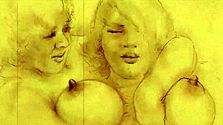 Adult cartoon from the past with hairy anime babes