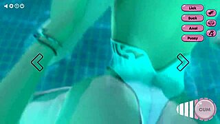 3D animated futanari sex near pool with cum on pussy