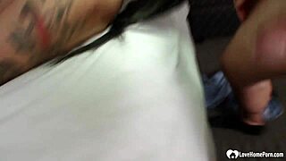 Pretty tattooed woman gives a blowjob and gets cum on her face