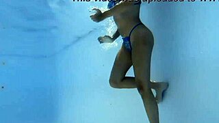 Irina Cage, half Russian and Spanish beauty swims naked in the sea