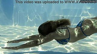 Irina Cage, half Russian and Spanish beauty swims naked in the sea