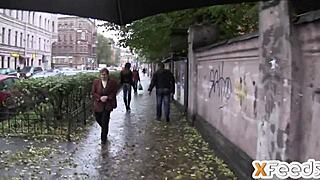 Russian spy seduces a girl for sex on a rainy day