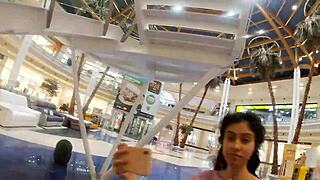 3 woman having sex in a shop in the mall