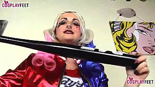 Harley Quinn's seductive feet in black pantyhose