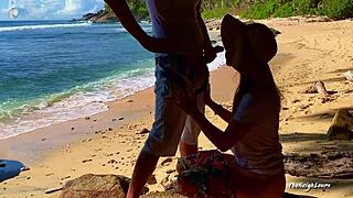 Naked beach sex with a facial finish and swallowing