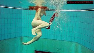 Hot ginger Polish girl goes underwater in this sexy scene