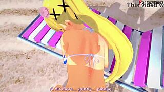 Marie Rose in beach hentai, bikini'd and ready to go