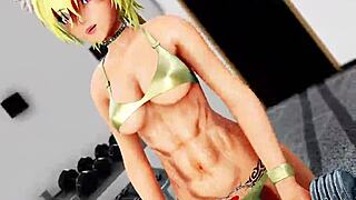 Futa lewd gym 2 with Aiko and big boobs