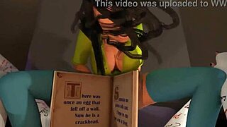 Brunette gets plastered while deepthroating and riding in 3D