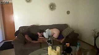 A beautiful woman continues to perform deep throat while her ass wiggles