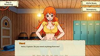 Nami's sexy strip show in Lustful Buccaneers: Gold Hunter
