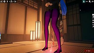 Futanari girl enjoys footjob with her huge cock