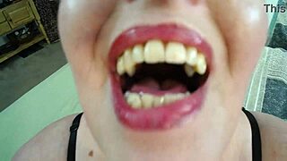 Mature goddess teases with smoking kisses and titty fuck