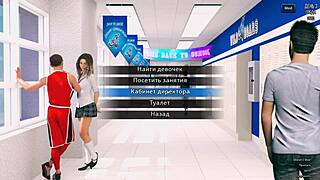 Redhead’s big tits bounce while she plays a cartoon sport game