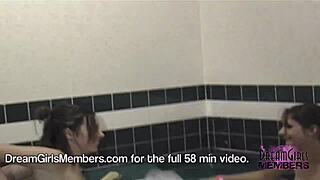 Amateur video of shy nursing students undressing in the bathroom