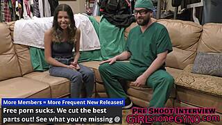Kinky doctor examines Aria Nicole in hospital exam room