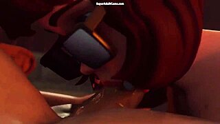 3D animated blowjob with a nerdy girl under a love spell
