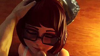 3D animated blowjob with a nerdy girl under a love spell