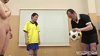 Group of Japanese nymphs have fun with toys and each other