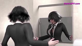 3D animated porn with a hot office theme and a futanari character