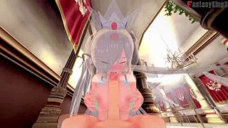 Rosalia in hardcore Ahegao Mario Bros. fantasy in 3D
