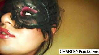 Charley Chase in sexy lingerie and stockings, solo seduction