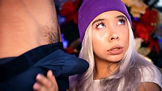 Blonde teen enjoys singing while giving blowjobs on webcam