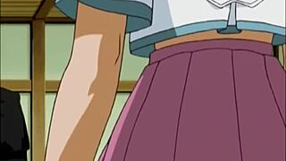 Beautiful anime woman with large breasts gets oral sex
