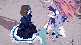 Intense futanari encounters in Garie and Maria's world