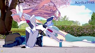 Intense futanari encounters in Garie and Maria's world