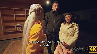 Husband and wife swap for kinky bus station fun