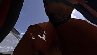 Big black cock penetrates tight pussy at drive-in