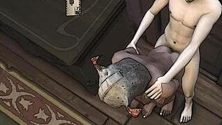 Freaky masked gay blowjob and anal scene in Dishonored The Sims 4 game