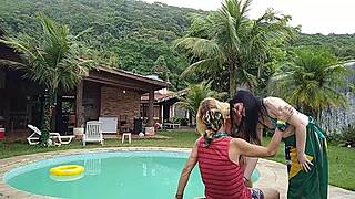 Big tits blonde gets banged in Brazilian orgy scene