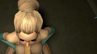 3D adult movie with a blonde bombshell giving a deepthroat blowjob and teasing to death