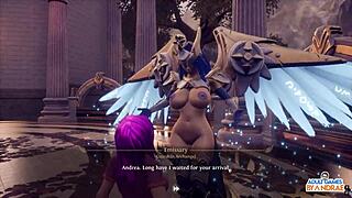 Hentai game with big-boobed and shaved women getting banged