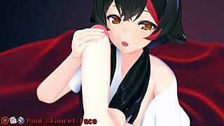 Uncensored cartoon with deepthroat and licking action