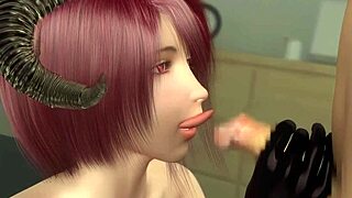 Spectacular 3D hentai with a red-haired girl giving head